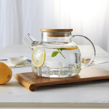 陶煲王 耐热玻璃水壶 大容量引嘴茶壶 木盖透明冷水壶