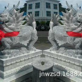 2米石材雕刻麒麟工艺品图片 山西石雕麒麟生产厂家