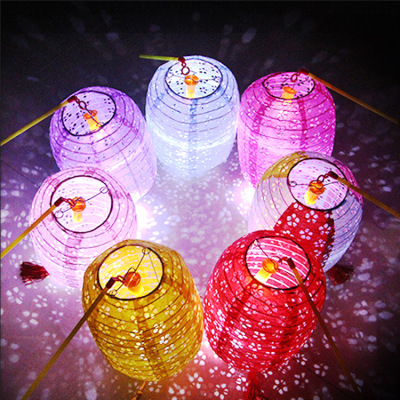 厂家批发折叠纸灯笼LED灯笼婚庆装饰加工定制中秋节彩绘纸笼灯|ms