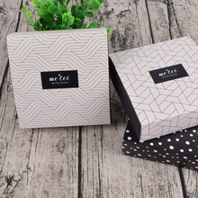 高檔正方形格紋禮品紙質包裝盒現貨冷淡風抽拉式白卡紙包裝盒子