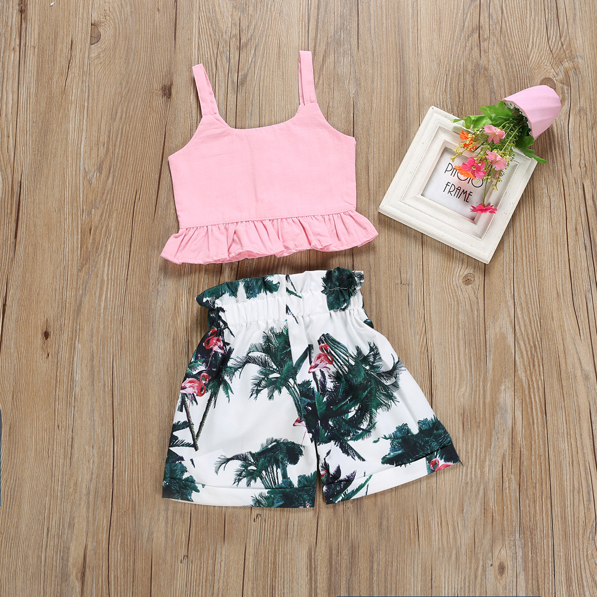 Cross border Specifically for Children's clothing maple Flamingo Printed 2 Set of parts