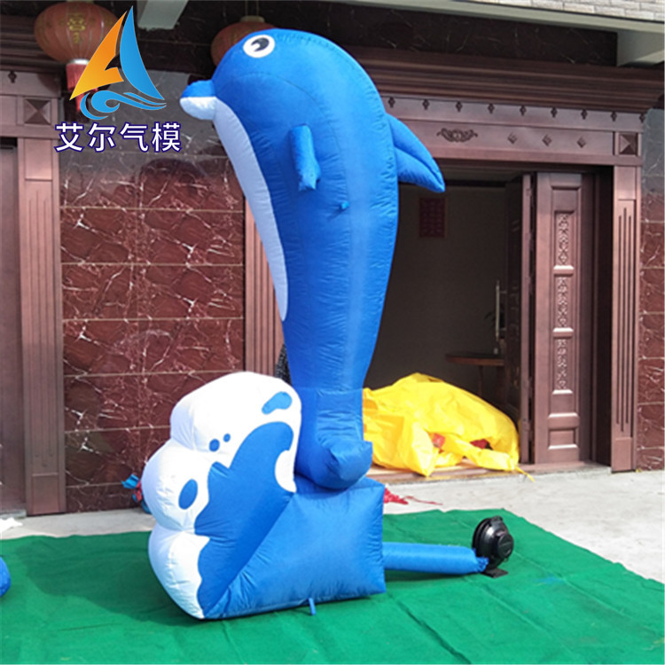 充气海豚气模 海洋乐园展示海豹章鱼充气卡通动物