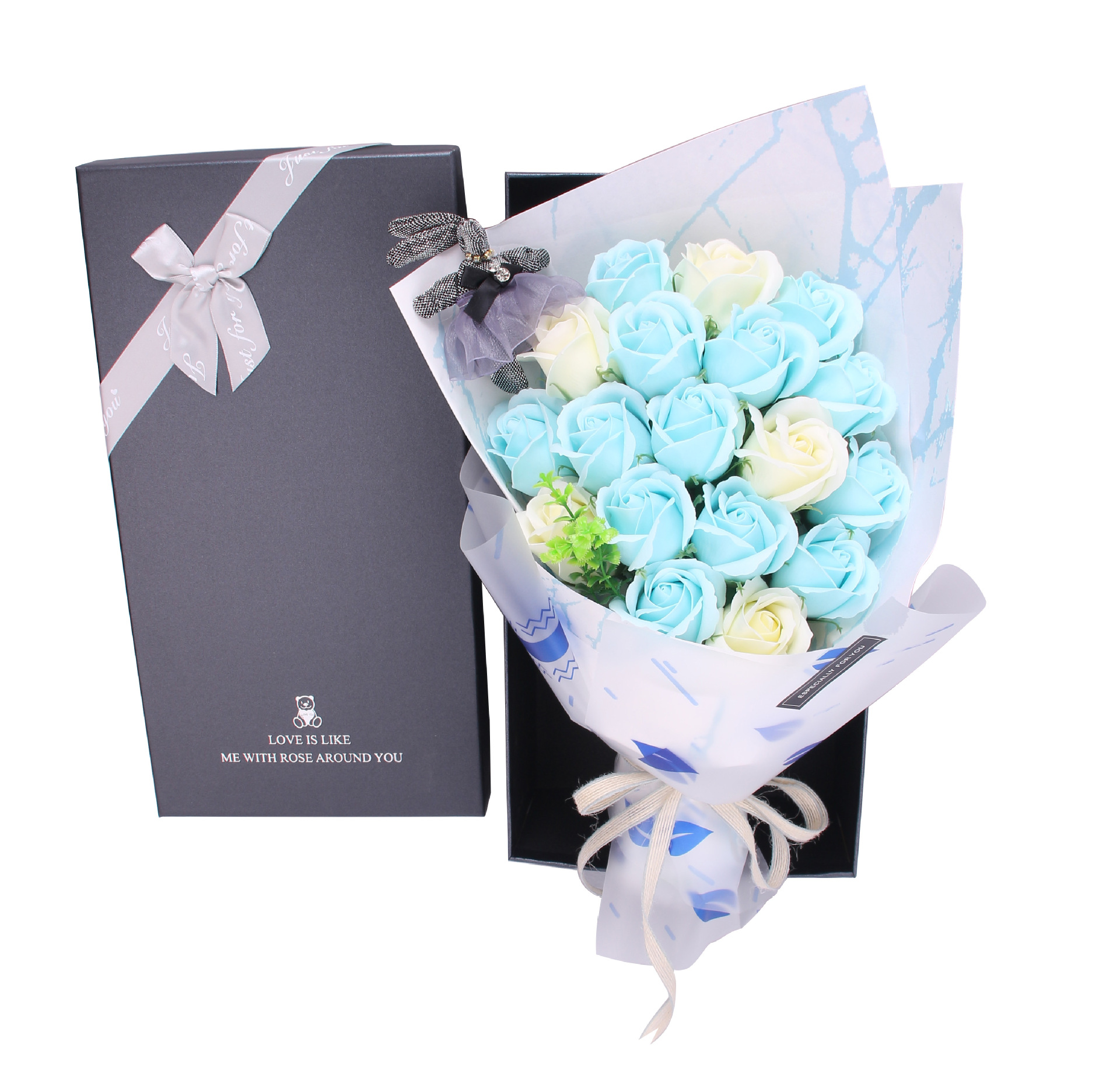 小熊黑盒18朵兔蓝