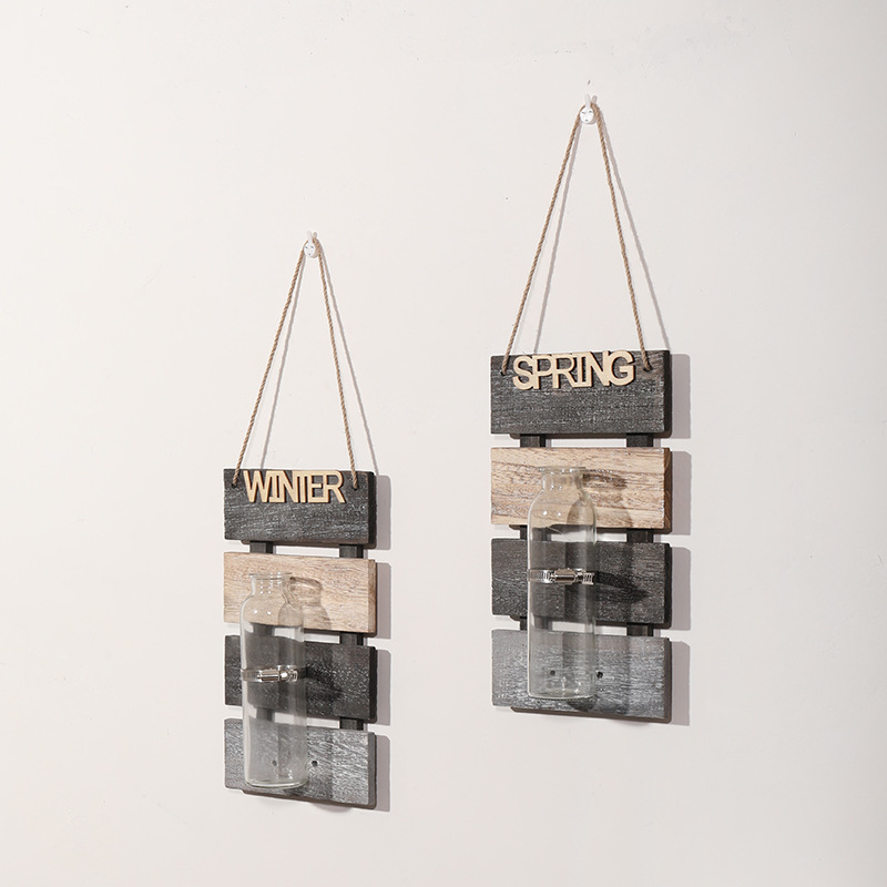 Producción y procesamiento de madera pared decoración hidropónico florero pared colgante creativo habitación pared decoración colgante tablero original en stock