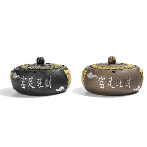 厂地货源 新款树脂烟灰缸 创意带盖圆形烟灰缸工艺品商务馈赠订制