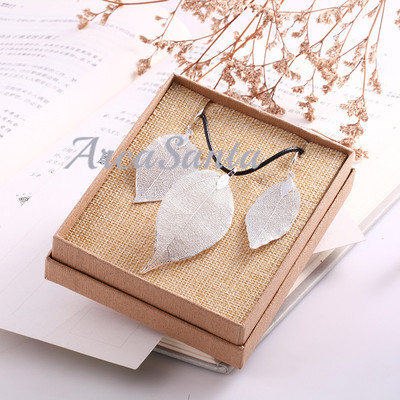 Europe and America Popular natural Leaf specimen Necklace Simplicity KC Gold and Silver diy Pendant Retro Accessories clavicle