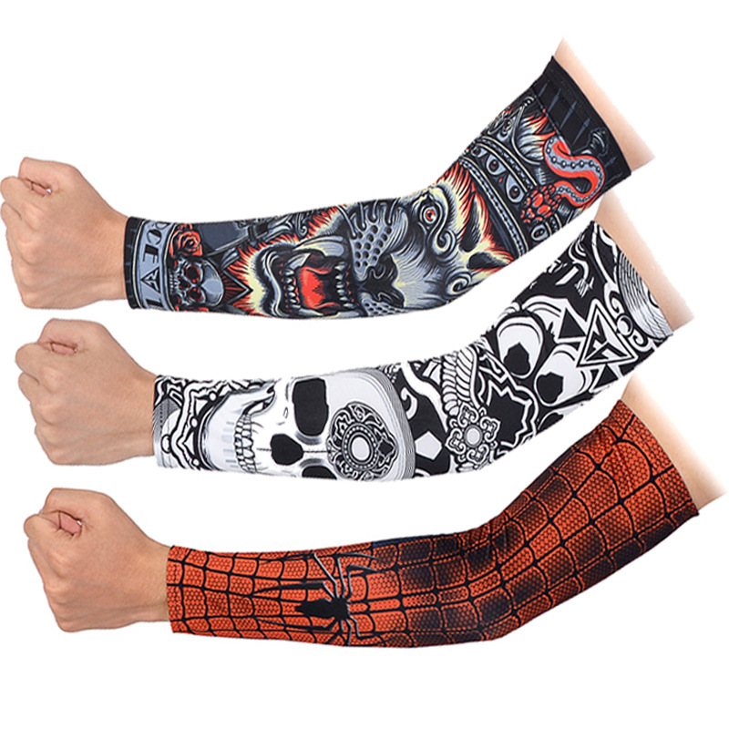 Customized printing sun protection oversleeve Men's Ice Silk tattoo oversleeve cycling summer arm cover sun protection oversleeve UV protection