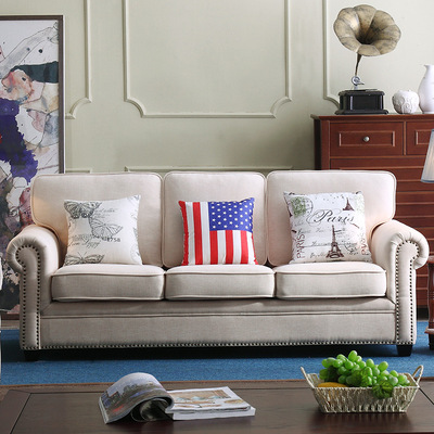 Simplicity American country a living room Fabric art sofa Corner combination Northern Europe latex sofa Small and medium-sized furniture