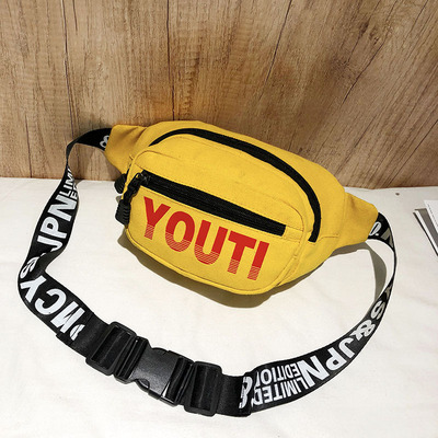 秋冬新款原宿风2018纯棉帆布印花字母多用胸包防盗单肩女包代发|ms