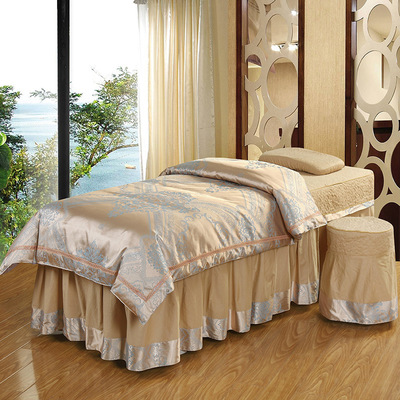 娇奢纯棉提花美容床罩四件套美容美体按摩熏蒸床罩可定制美容院用|ms