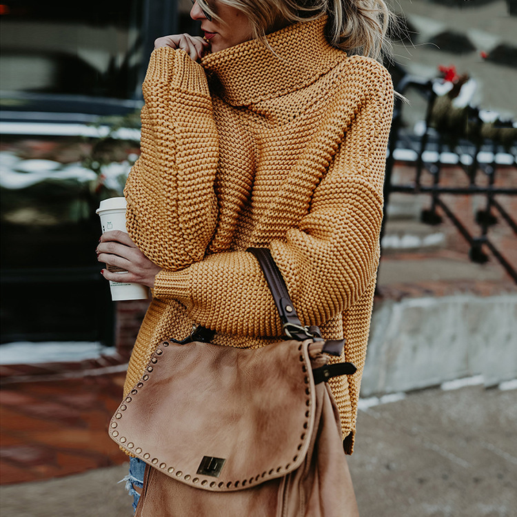 Suéter de punto para mujer, estilo europeo y americano, novedad otoño-invierno 2026, tejido grueso, manga larga, cuello alto, éxito de ventas en Amazon. image 4