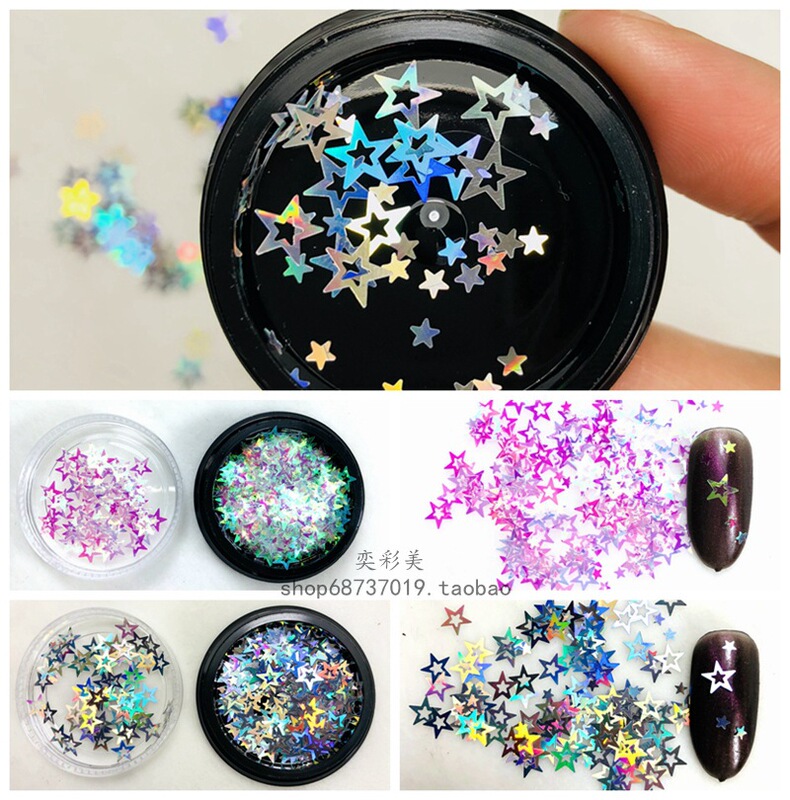 Japanese and Korean best selling star nail sequins 2mm ultra-thin five-pointed star nail sequins hollow solid stars