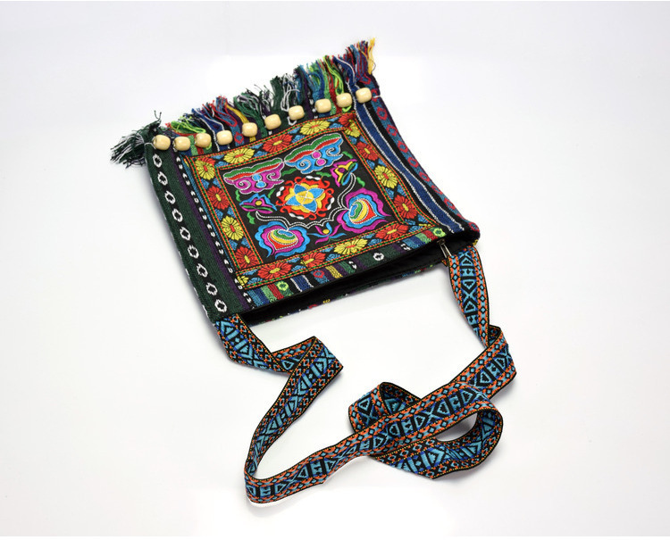 Crossbody Bag Bags Type Street Occasion Cotton Material Women's Backpack Backpack Women's Small Cotton Flower Ethnic Style Square Zipper Crossbody Bag