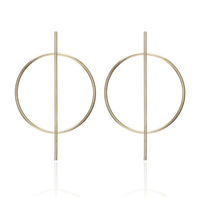  Pendientes grandes de círculo hueco europeos/americanos - Pendientes largos minimalistas, pendientes exagerados, joyería de moda - Venta directa de fábrica