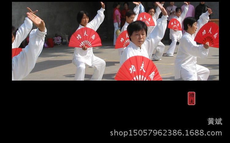 随身太极扇塑料纯色功夫扇武术扇舞蹈扇折叠古典演出扇亚马逊爆款详情6