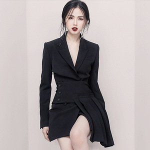 Autumn new fashion Lapel slim long sleeve irregular small suit