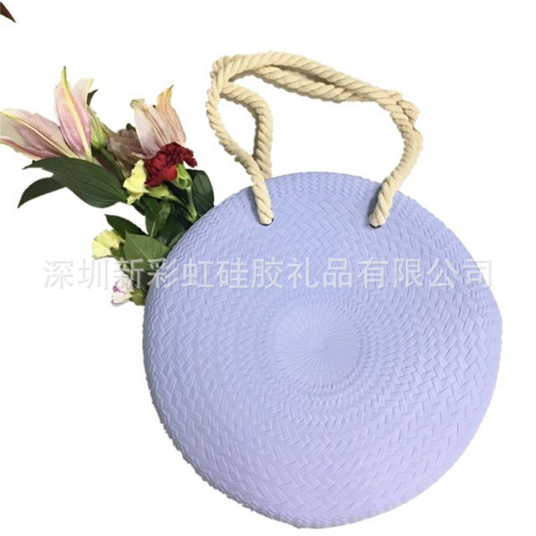 2019新款女士单肩包 圆形EVA编织包包 大容量eva手提包便携