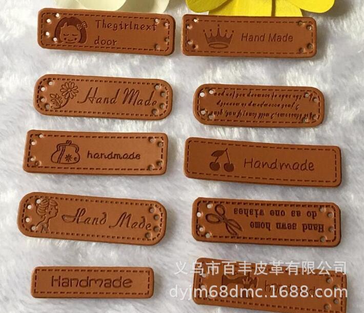 Professional faux leather, heat-pressed color-changing leather, customized leather label design. PU PVC detail image 17