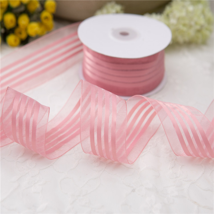 好品质雪纺纱带缎带雪纱丝带印花网纱涤纶条纹带装饰辅料缎面