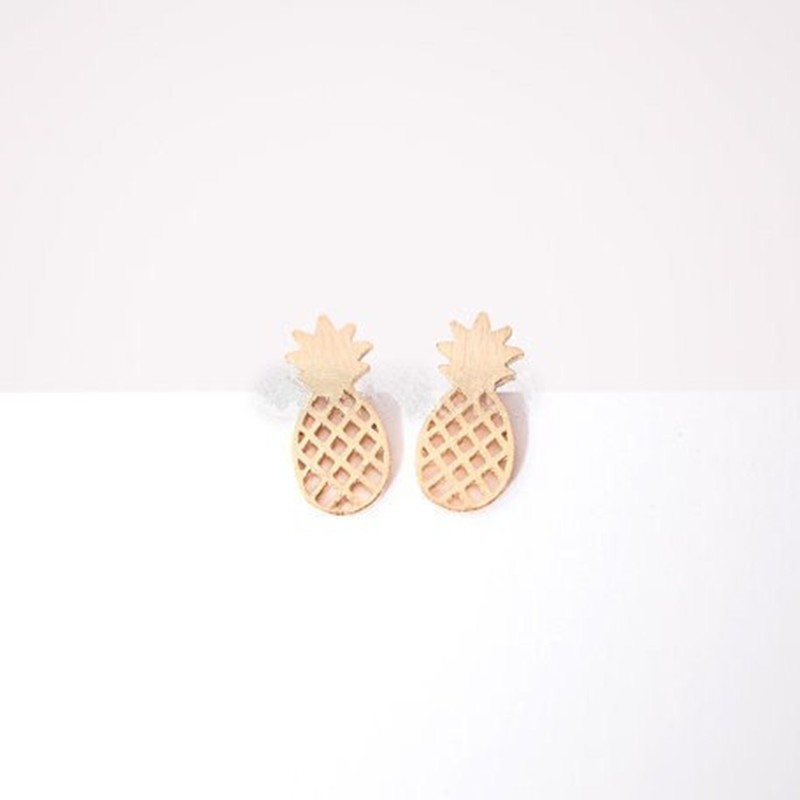 Vente Chaude De Fruits Ananas Creux Or Et Boucles D&#39;oreilles En Argent En Gros display picture 5