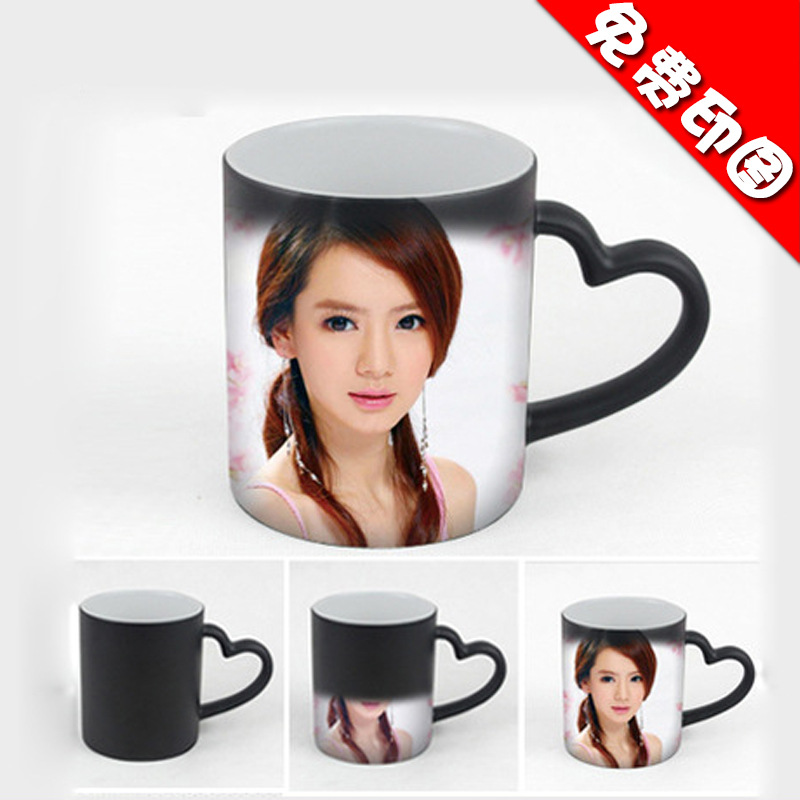 热转印变色杯 刻照片马克杯 来图定制杯子diy彩印水杯 热水出照片|ru