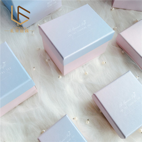 Lifeng Packaging Direct Sale Iridescent Gradient Pink Jewelry Box Ring Bracelet Accessory Packaging Box Paper Box