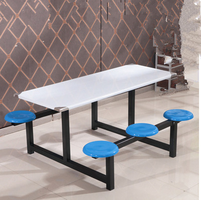 学校学生连体餐桌椅8/6/4人不锈钢连体餐桌椅组合学生员工餐桌椅