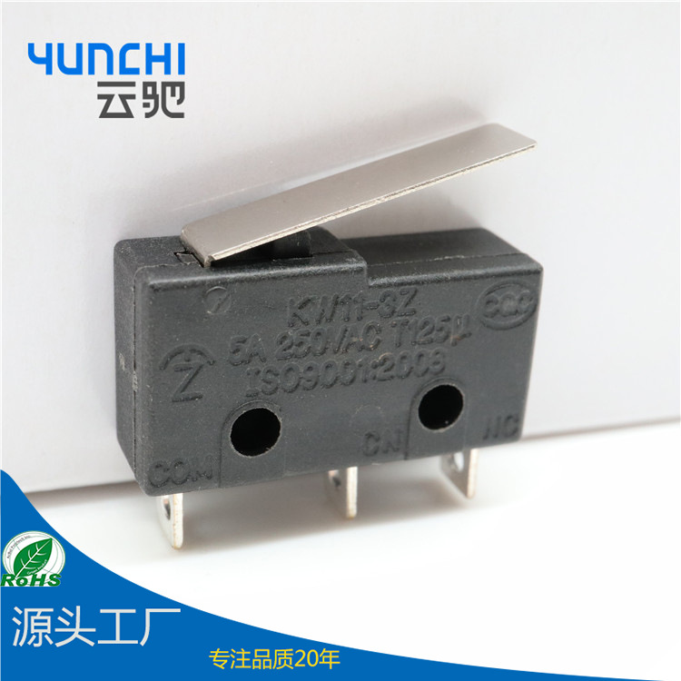 廠家直銷KW11-3Z-2 5A 250VAC鼠標開關 行程輕觸開關 微動開關