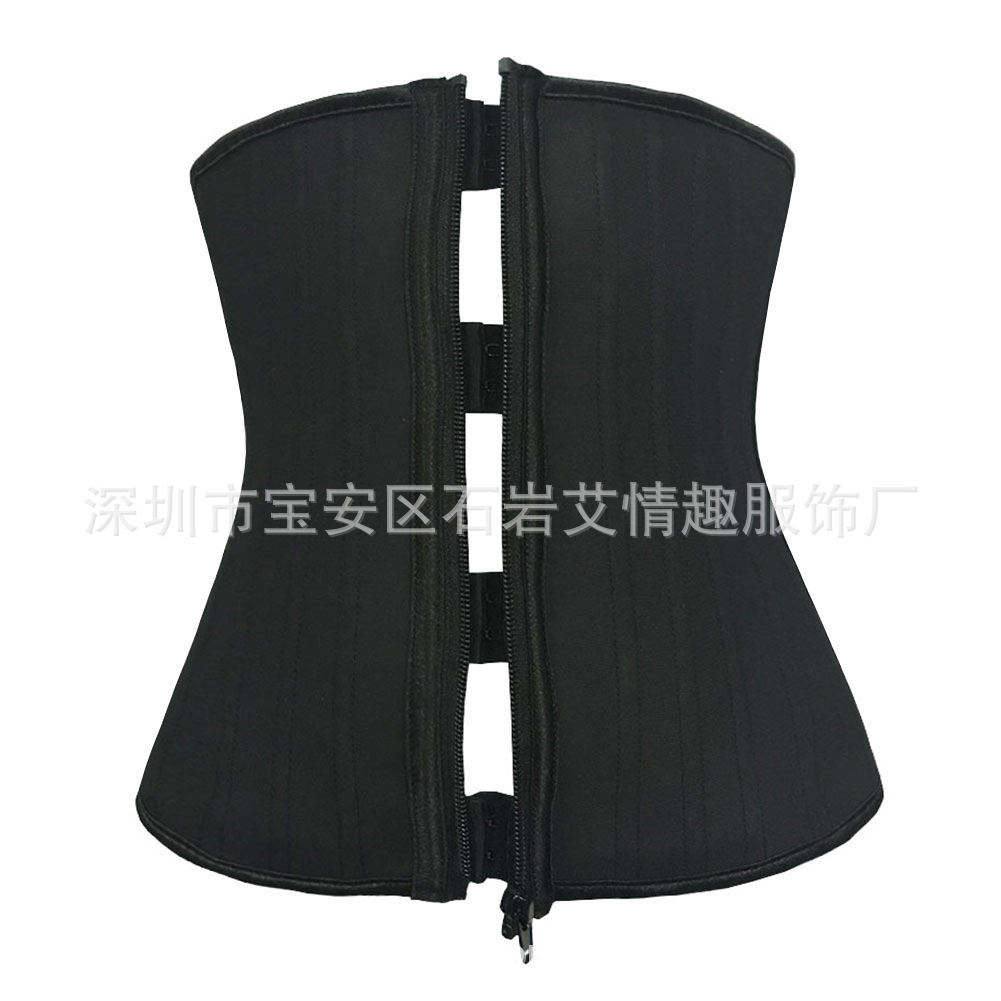 廠家直銷 亞馬遜熱銷 新款拉鏈+內排扣啞光25鋼骨橡膠束身衣