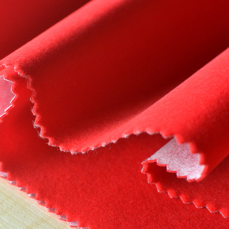 红色水刺底植绒布 主图4