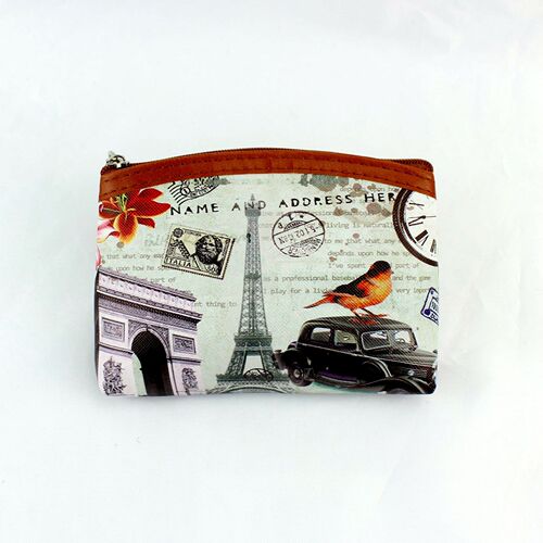 European and American retro ancient architecture Eiffel Tower printed coin purse coin bag women's wallet key card bag nostalgic