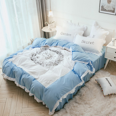 韩版小清新简约四件套 公主风花边床裙床罩1.8米/2.0米床上4件套|ms