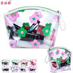 New PVC cosmetic bag Hyuna style waterproof thickened transparent travel storage bag fashionable printed large toiletry bag