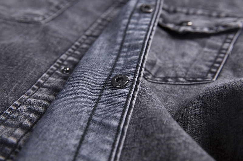 Camicia di jeans uomo a maniche corte stile europeo estiva_voghion.com