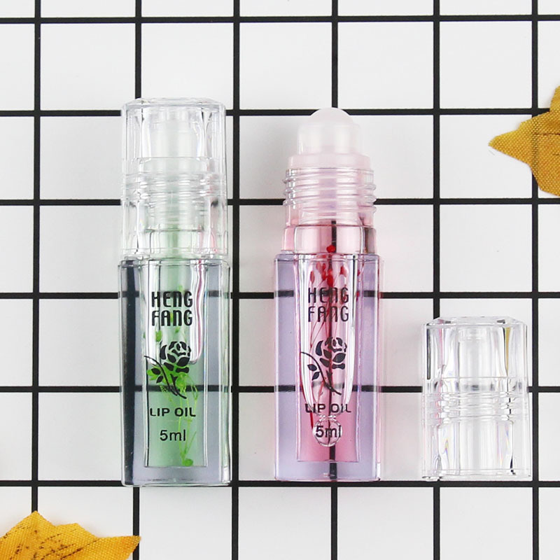 恒芳滚珠唇油无色透明鲜花走珠保湿补水滋润防干裂润唇膏玻璃唇液|ru