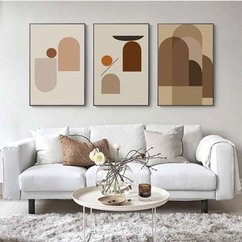 Modern Minimalist Living Room Decor Abstract Geometric Framed Wall Art Nordic Fresh Style Painting for Restaurant