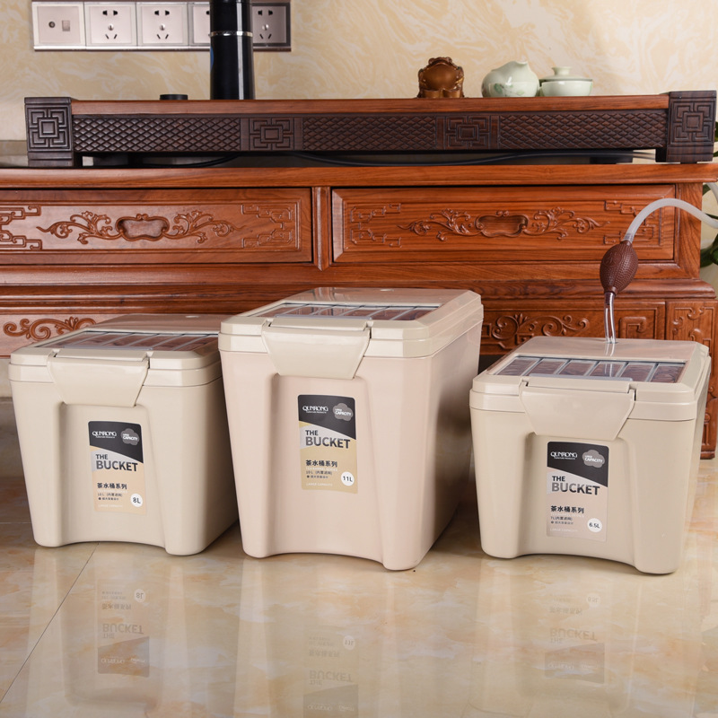 Tea Bucket Plastic Square Sliding Cover Filter Bucket Thickened Tea Bucket Trash Bin Household Tea Set Tea Dregs Bucket