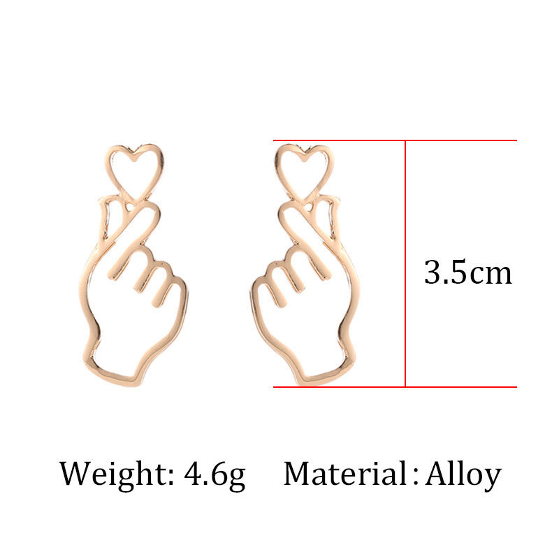 8g Weight Drop Earrings Classification 1 Pair Quantity Daily Occasion Alloy Material Gesture, Heart Shape Pattern Women'S Gender Plating Design Simple Style Style 1 Pair Simple Style Gesture Heart Shape Alloy Plating Women's Drop Earrings 1