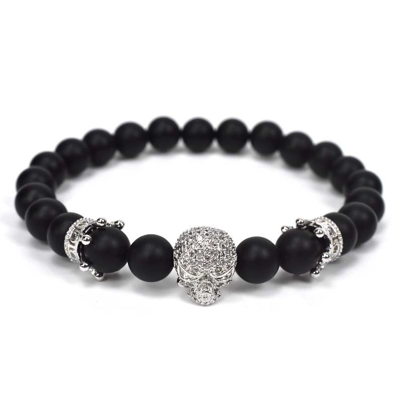 Organic agate fashionable beaded bracelet, European style, micro incrustation