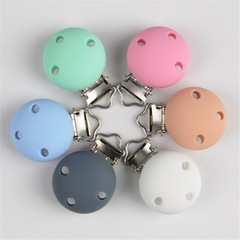 Baby teething toy three-hole round silicone nipple clip hardware duck mouth clip infant pacifier chain accessories