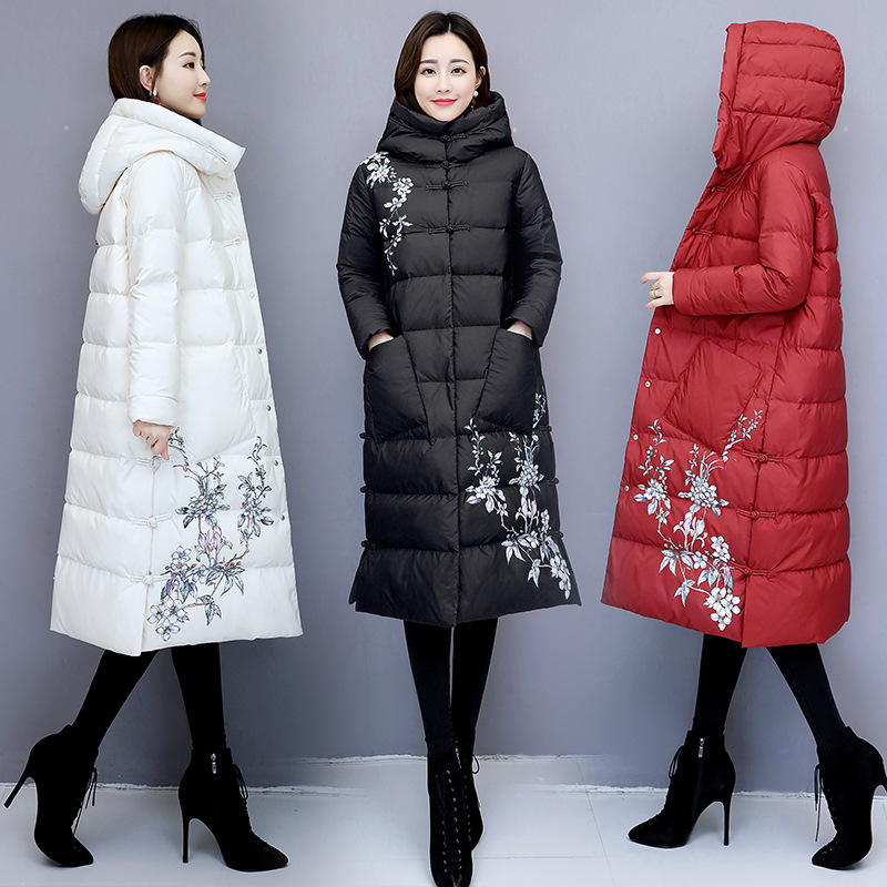 纯色加长款长袖羽绒服2018年冬季新品时尚潮流舒适简约个性保暖女|ms