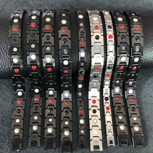 Dongguan Tengda Stainless Steel Accessories Wholesale Titanium Personalized Black and Gold Titanium Germanium Couple's Bracelet Magnetic Element Bracelet