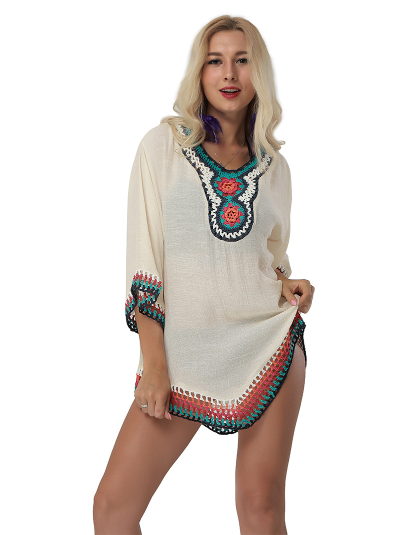 Lace Crochet Cover Up Sheer Knitted Top Beachwear Versatile Layering Wholesale Available customizable