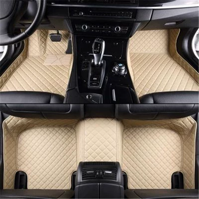 leather car mat surrounded — Modelə uyğun ayaqaltı - beige-single-layer-leather-foot-mat
