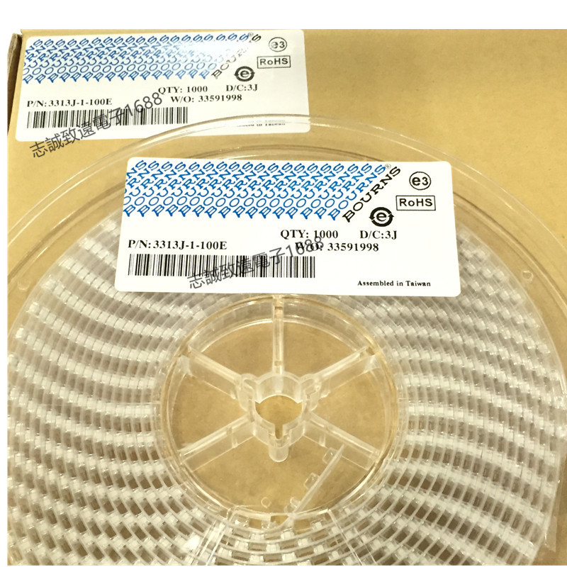 美国原装BOURNS精密可调电阻3313J-1-100E单圈电位器10R 3*3丝印A