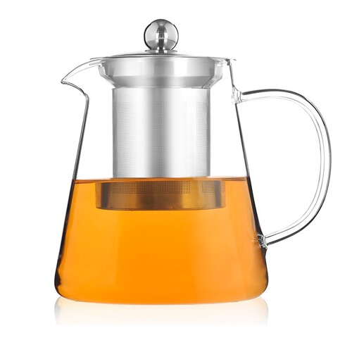 Explosion-proof thickened heat-resistant glass flower tea kettle Kung Fu black tea set stainless steel filter tea cup tea brewer