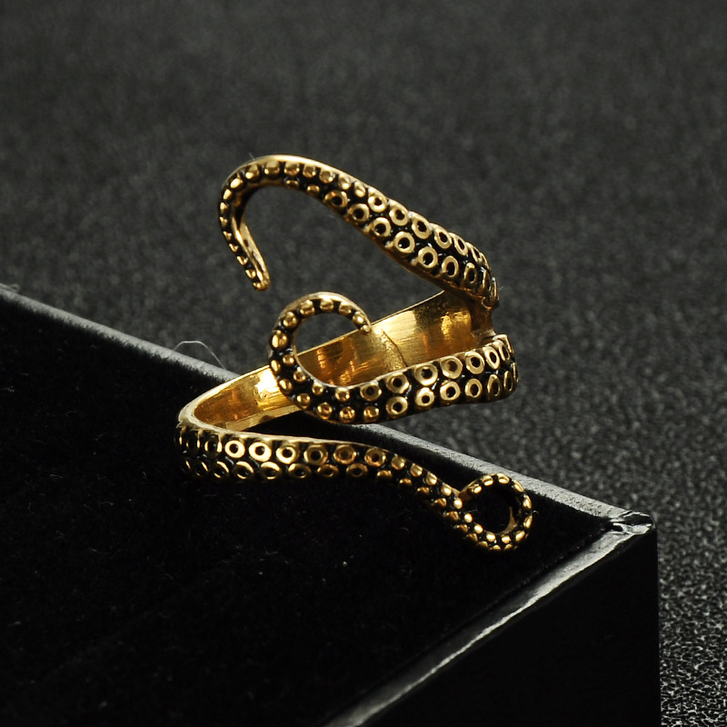 Wholesale Jewelry Punk Octopus Tentacle Stainless Steel Adjustable Ring Nihaojewelry display picture 15