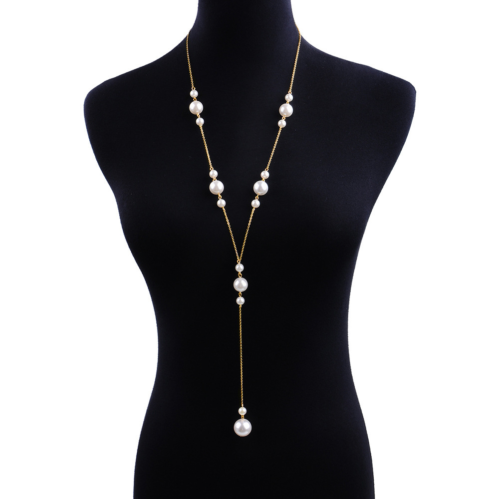 Модное длинное ожерелье из жемчуга, подвеска, 2019, простой и элегантный дизайн