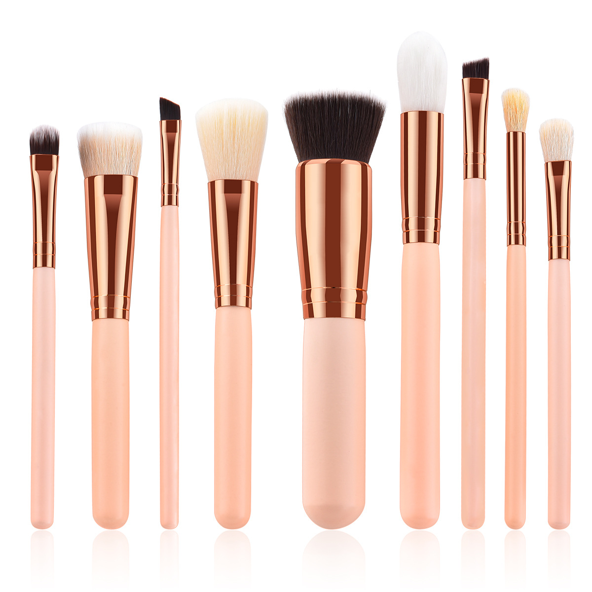 9pcs makeup brush makeup tools Large flat top Eye shadow brush skin color wood handle set Cosmetics