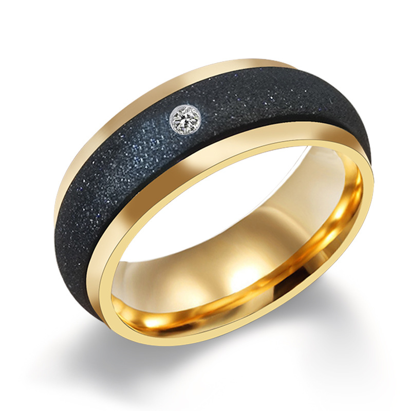 1 Piece Fashion Round Stainless Steel Inlay Artificial Diamond Couple Rings